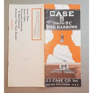 Case Tractor B C Disk Harrows Vintage Brochure